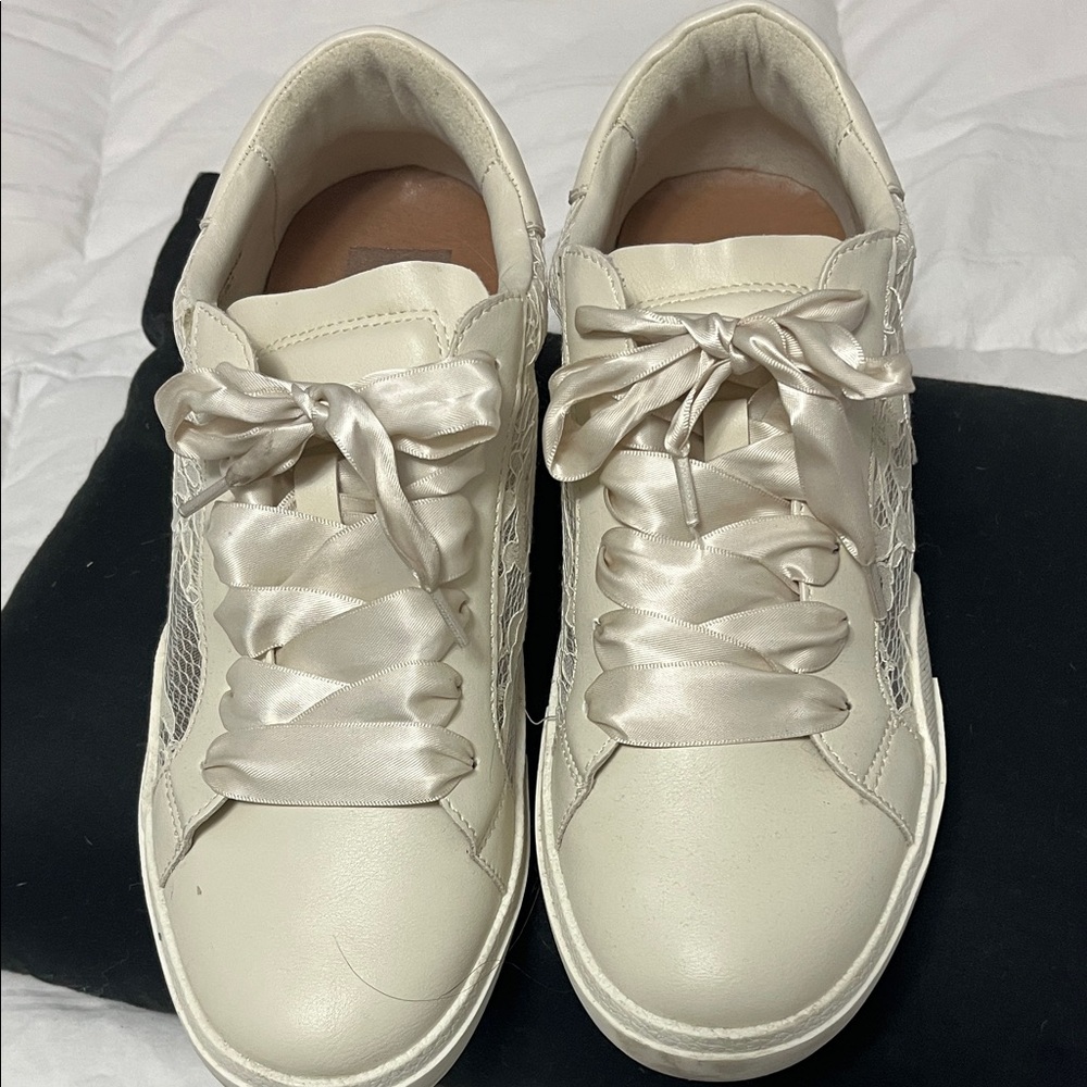 DV by Dolce Vita Ivory Satin Lace Sneakers